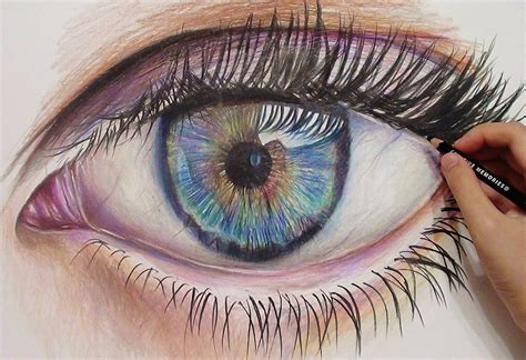 Drawing A Realistic Eye with Colored Pencils - Time lapse | Eye drawing, Realistic eye drawing ...