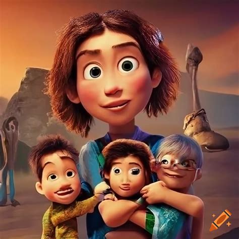 Disney pixar poster with a happy family on Craiyon