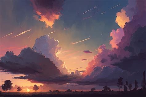 Premium AI Image | Pastel sunset sky and clouds