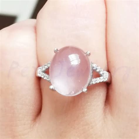 Rose quartz ring Fine rings Natural real rose quartz 925 stelring ...