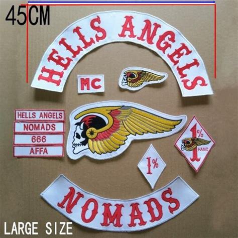 Large Size 45cm Wide HELLS ANGELS Embroidered Iron-On Patch Jacket And ...