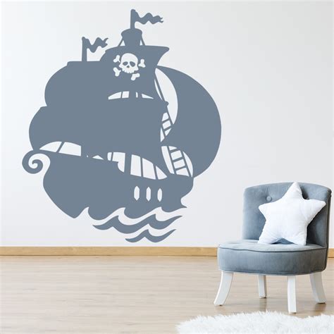 Pirate Ship Wall Sticker Jolly Roger Wall Decal Boys Bedroom Home Decor