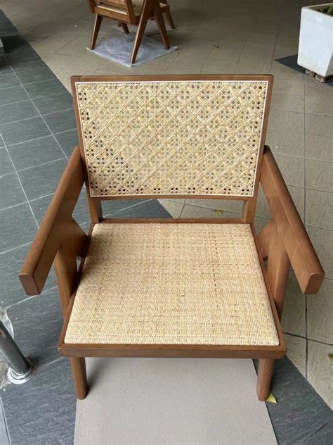 Solid Wood Rattan Chair With Arm Rest | Kerusi Kayu Rotan | Living Room ...