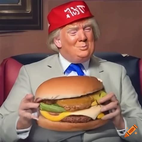 Donald trump parody with hamburgers on Craiyon