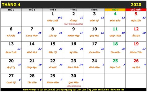 LỊCH VẠN NIÊN NĂM 2020 FILE EXCEL PDF - Blog Trần Tứ Liêm