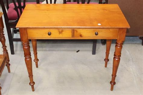 Turned Leg Huon Pine Hall Table with 2 Drawers - Tables - Console and Hall - Furniture