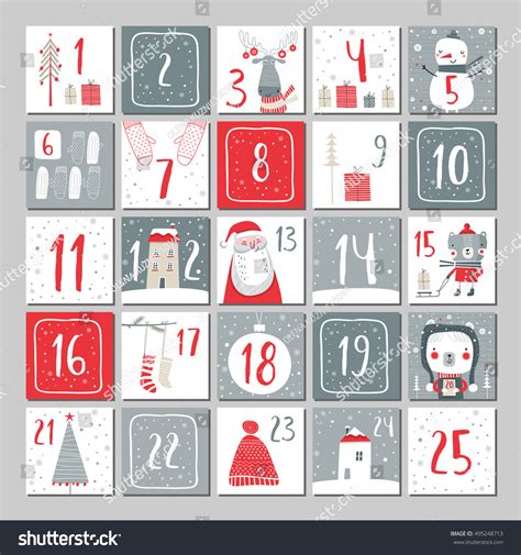 Advent Calendar. Christmas Poster. Stock Vector 495248713 : Shutterstock