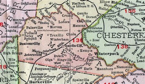 Amelia County, Virginia, Map, 1911, Rand McNally, Amelia Court House ...