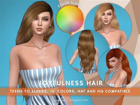 The Sims Resource - SonyaSims Joyfulness Hair (COLOR SLIDER RETEXTURE)