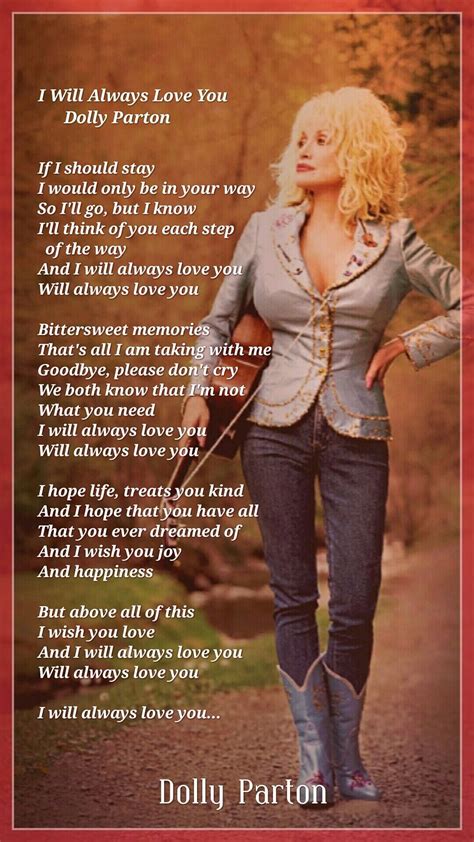 Dolly Parton - I Will Always Love You | Great song lyrics, Country love ...