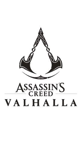 Assassin's Creed Valhalla Logo White Background 4K Ultra HD Mobile Wallpaper