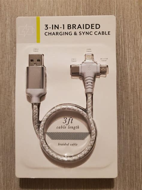 Vivitar 3 in 1 BRAIDED charging & Sync cable 3ft Cable Length iPhone, 100 DEAL | eBay