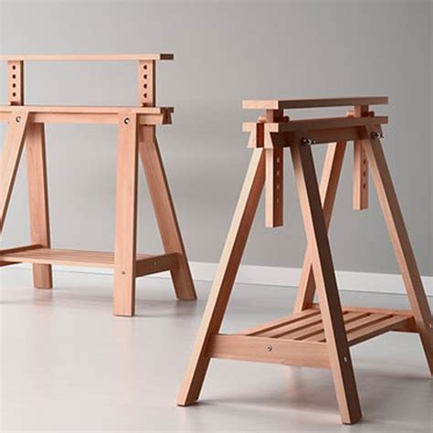 Beech Wood Desk Table Leg Trestle With Shelf Height And Angle Adjustable Also Great For Drafting ...