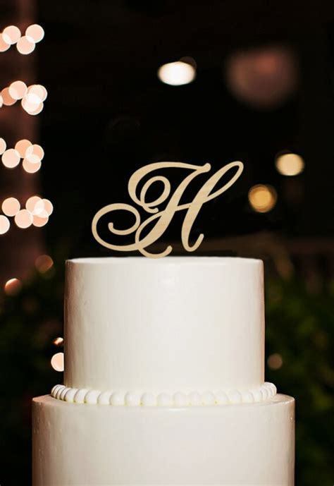 Monogram Cake TopperLetter H Cake Topper For WeddingH by DesignCMC