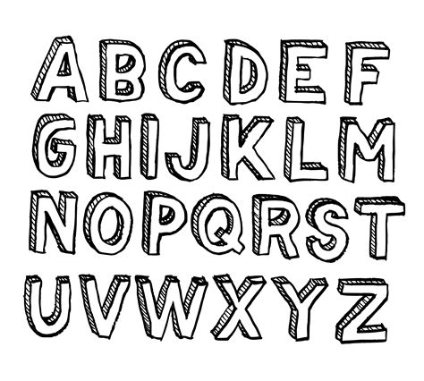 Hand Drawn 3D Alphabet (PNG Transparent) | OnlyGFX.com