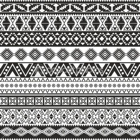 padrão sem emenda tribal - asteca fundo preto e branco Inka Tattoo, Polynesisches Tattoo, Tribal ...