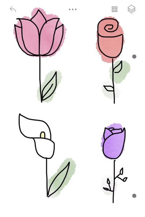 Simple Flower Drawing, Easy Flower Drawings, Flower Drawing Tutorials ...