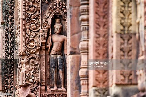 Spirit Carvings At Banteay Srei Temple Cambodia High-Res Stock Photo ...