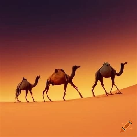 Camels in the desert