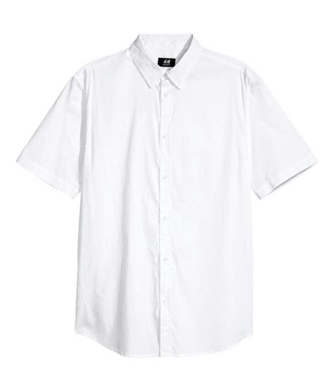 H&m Short-sleeved Shirt Slim Fit in White for Men | Lyst
