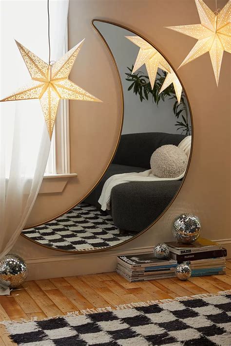 Gold Frame Crescent Moon Mirror | Urban Outfitters UK