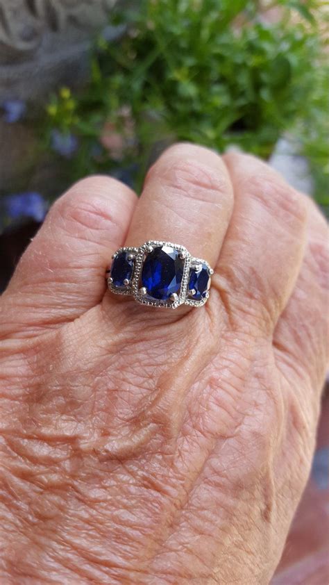 Sapphire Diamond Ring Size 7 1970's 3ct Kashmir Engagement / Wedding Or ...