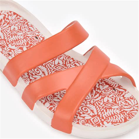 Women’s poolside slides - Slap 500 white orange - Decathlon