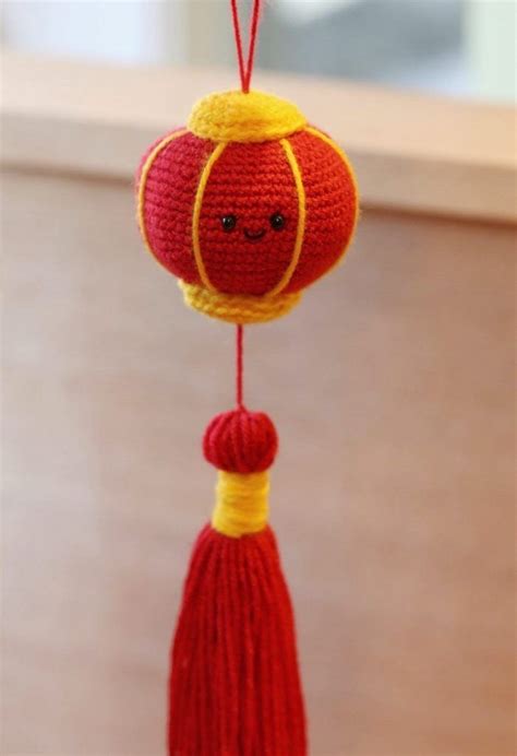 Crochet Pattern for Cute Red Lantern Ornament