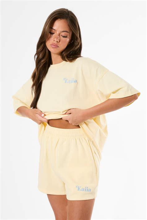 kaiia logo mini sweat shorts lemon kaiia