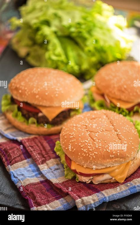 Home made cheese burgers hi-res stock photography and images - Alamy