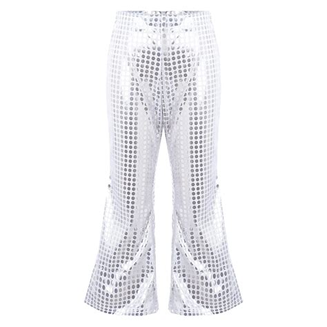 EnJoCho Kids Girls Sequin Dance Pants Shiny Wide Leg Bell Bottoms