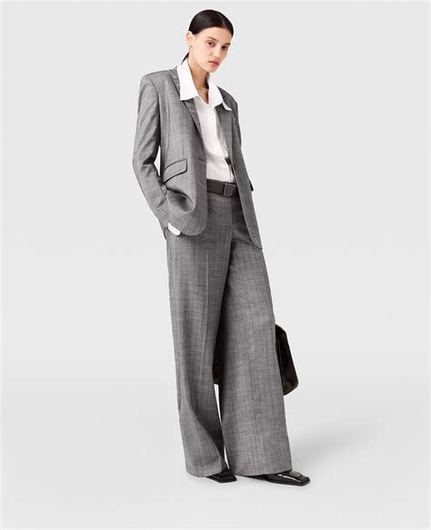 Women Grey Single-Breasted Pinstripe Jacket | Stella McCartney NL