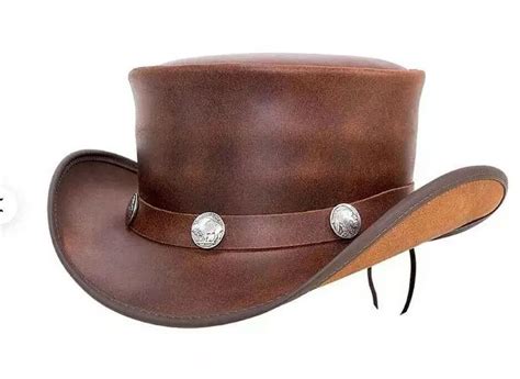 Genuine Leather Cowboy Western Top Hat for Men and Women, Classic Style
