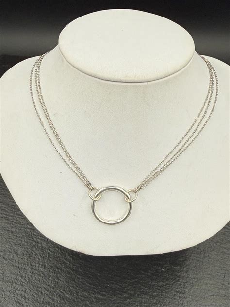 sterling silver triple strand day collar  ring submissive necklace