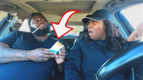 Smoking cigarettes in front of my wife to see how she reacts!