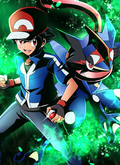 Download Ash And Greninja In Green Wallpaper | Wallpapers.com