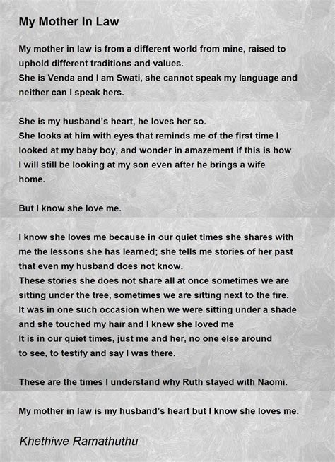Poem For Ped Mother In Law In English - Infoupdate.org