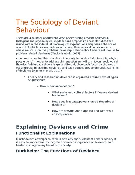 The Sociology of Deviant Behaviour - The Sociology of Deviant Behaviour