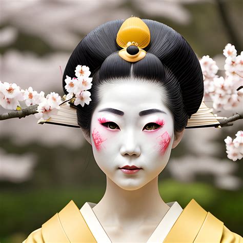 30 year old Japanese Geisha (((full head and body))) background