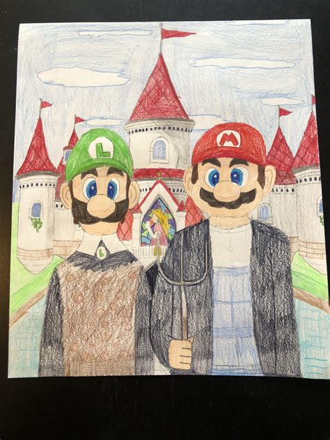 American Gothic Parody Mario