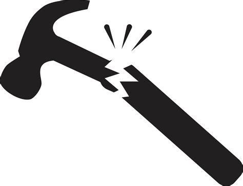 broken hammer icon  white background broken equipment sign flat