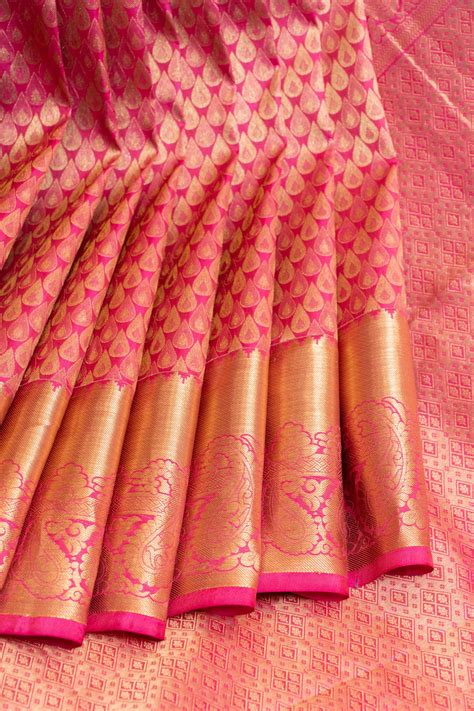 Rani pink tear drop pure Kanchipuram silk saree | Clio Silks