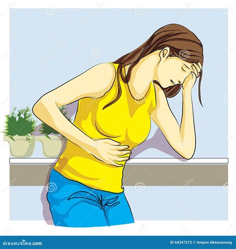 Woman Was Sick Stomach Pain Stock Vector - Illustration of sofa