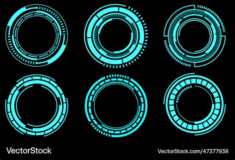 set  sci fi circle user interface elements vector image