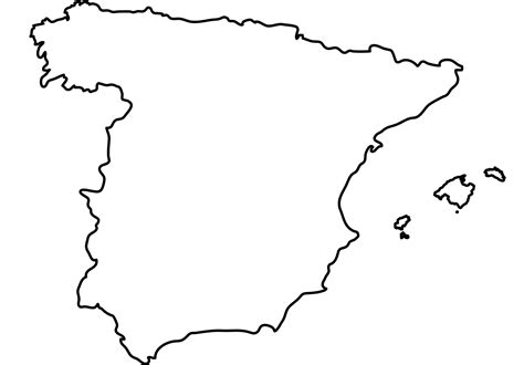 mapa en blanco de espana imagen hd  colorear imprimir  dibujar