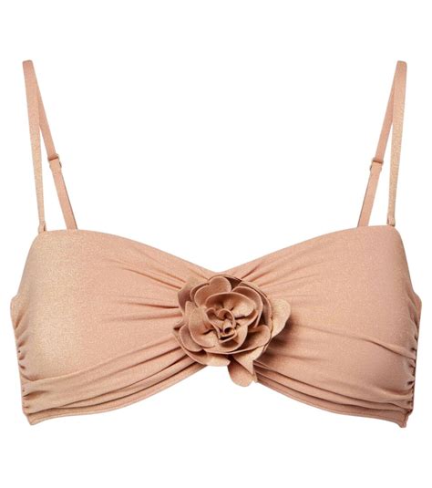zimmermann everley floral applique lame bikini top zimmermann
