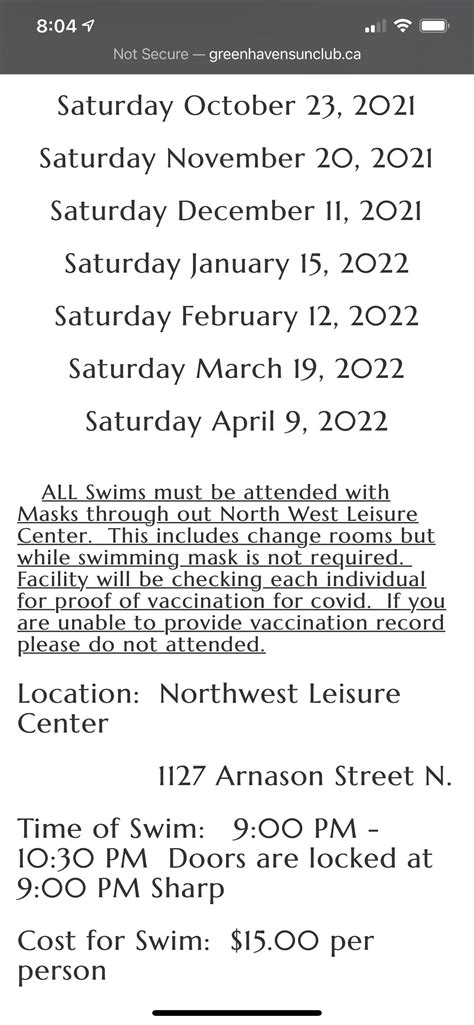 Naked swim nights at the NW Leisure Centre (Regina) with Green Haven