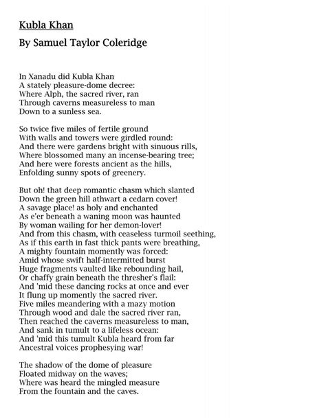 Samuel Coleridge Kubla Khan 11