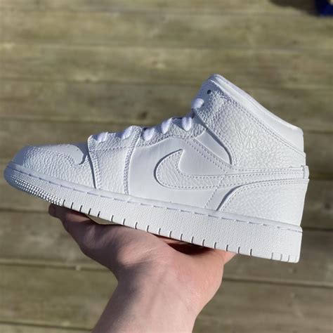 Jordan 1 Triple White Mid GS UK4 UK4.5 UK 5.5 UK... - Depop