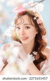 Asian Woman Beautiful Face Clean Fresh Stock Photo 2271651457 ...